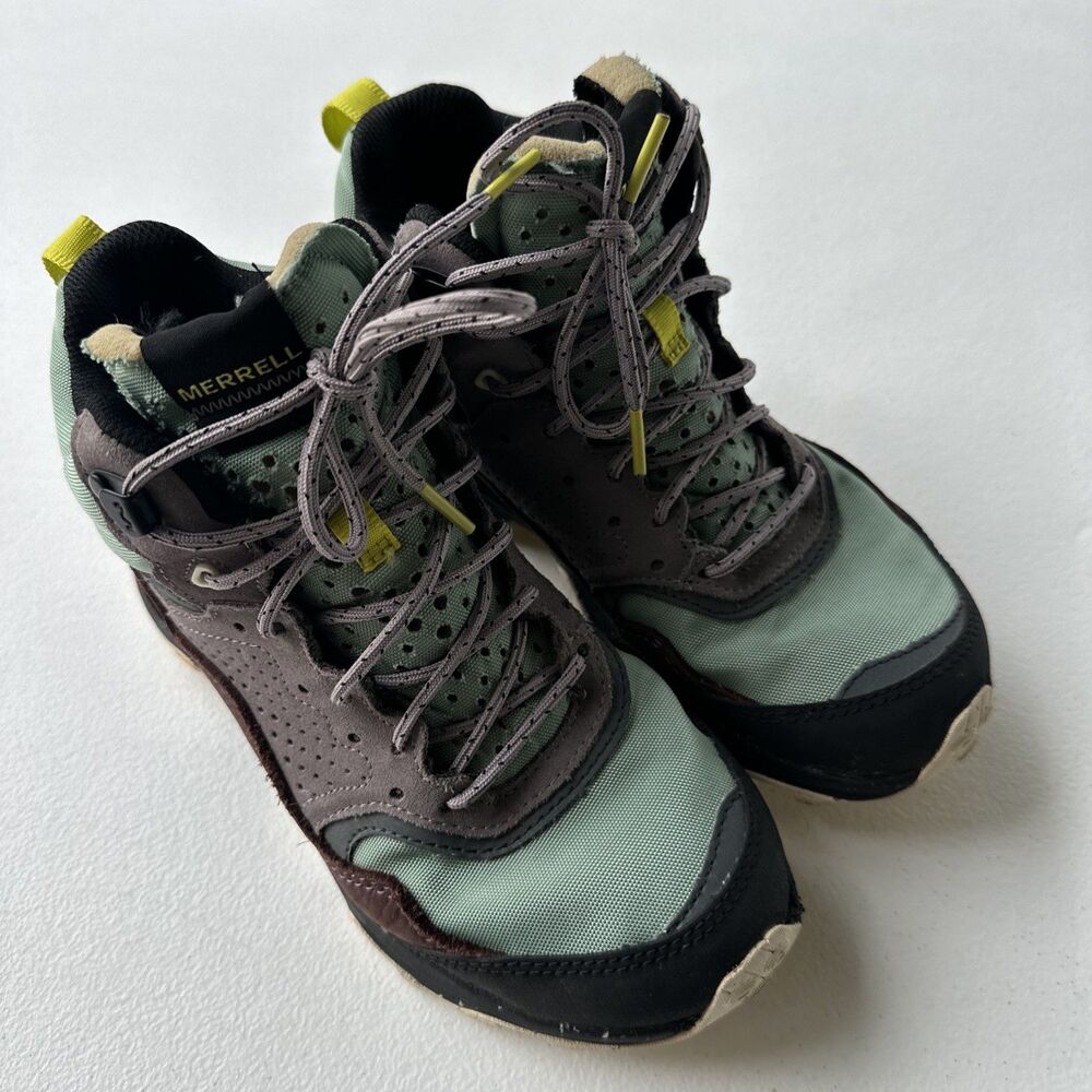 MERRELL Women Speed Solo Mid Hiking Boots 10 Waterproof Suede Jade